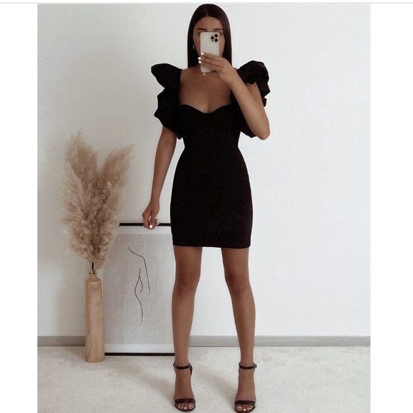 ZARA STRETCH BUSTIE TIRED RUFFLE VOLUMINOUS SLEEVE FULLY LINED SHORT DRESS $129 - Picture 5 of 16